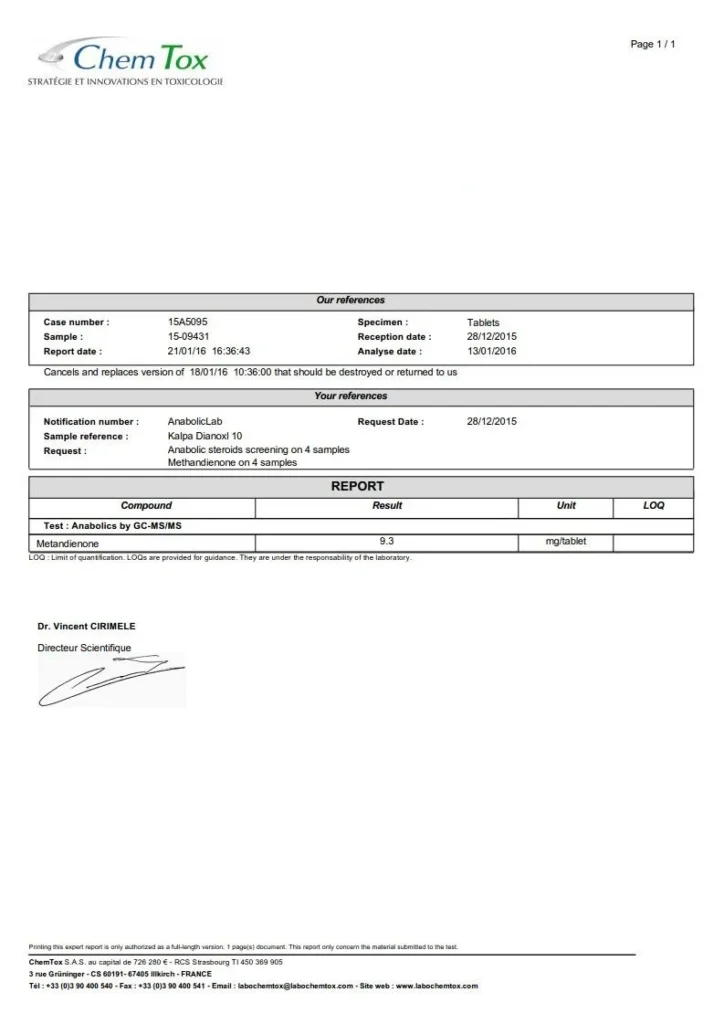 dianoxyl 10 lab test report
